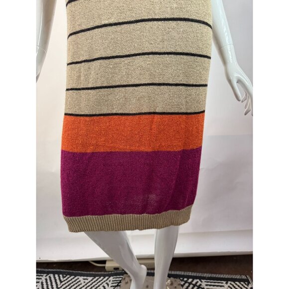 Jones New York Vintage 90s Striped Knit Sweater Dress Beige/Black W/ Orange & Pu - Picture 15 of 16